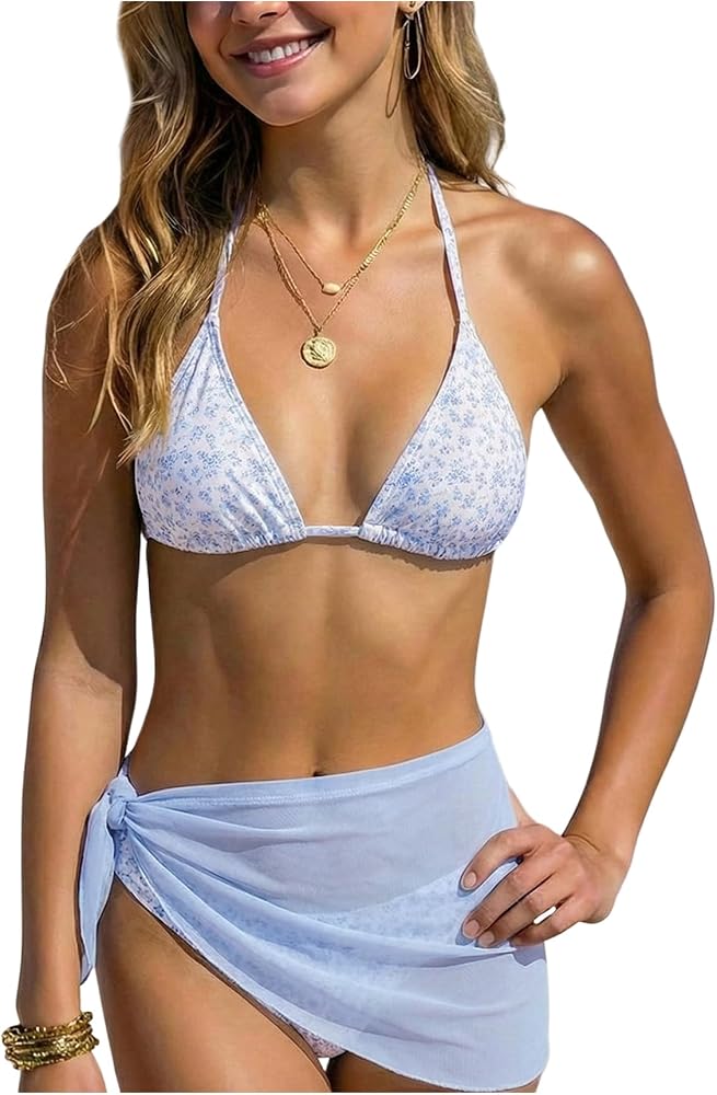 Amazon.com: SOLY HUX Girl's Summer Swimsuit Set Floral Halter